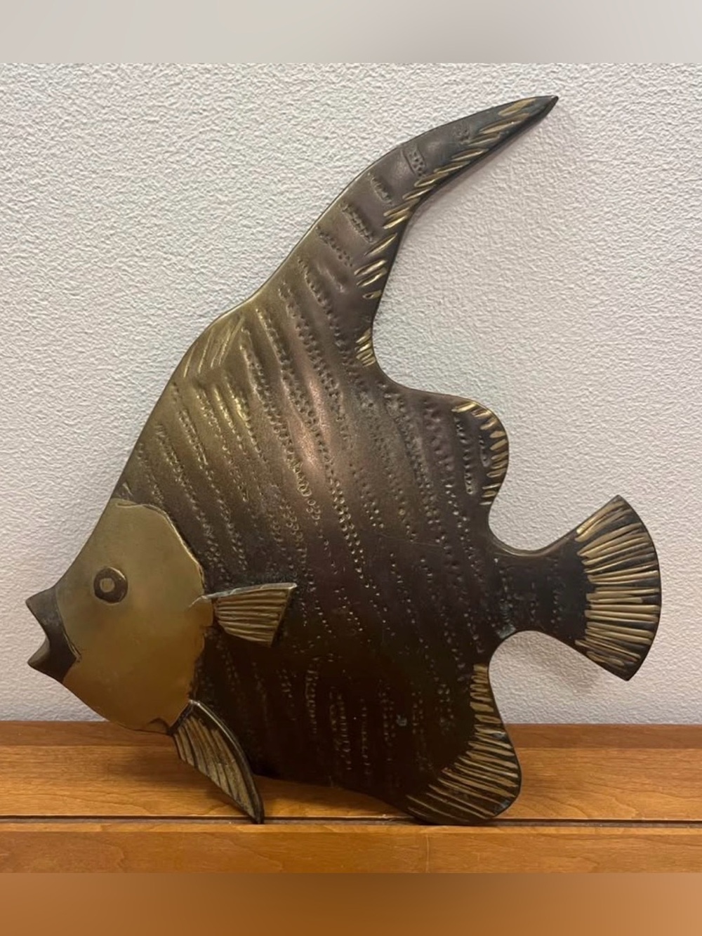 Vintage brass angelfish wall decor